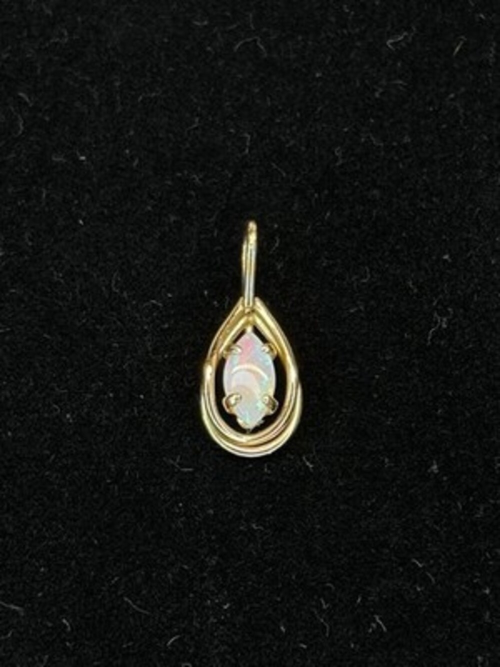 Vintage PPC 14K Yellow Gold Marquise Opal Teardrop Pendant Solid Gold Signed